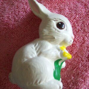 Hand Painted Ceramic Bunny Rabbit Figurine-  3.25" -Easter Bunny Home Decor